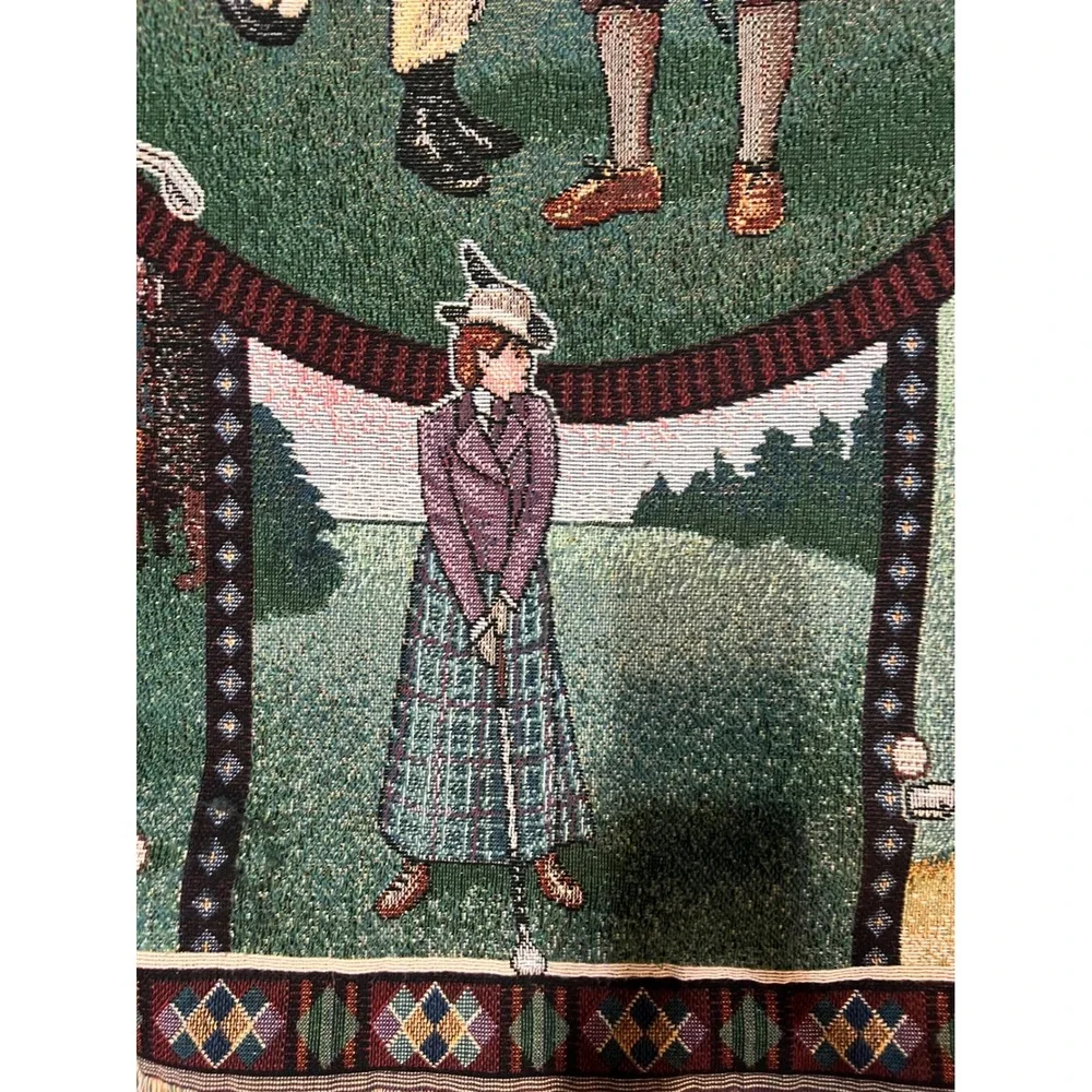 Vintage 1997 American Weavers Golf Tapestry Throw Blanket 5x4 USA Golfers